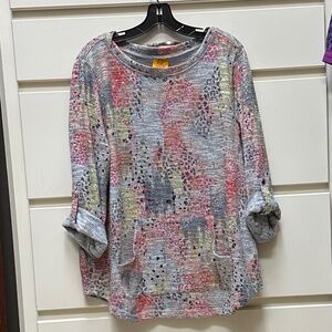Ruby Rd gray colorful tunic 1X